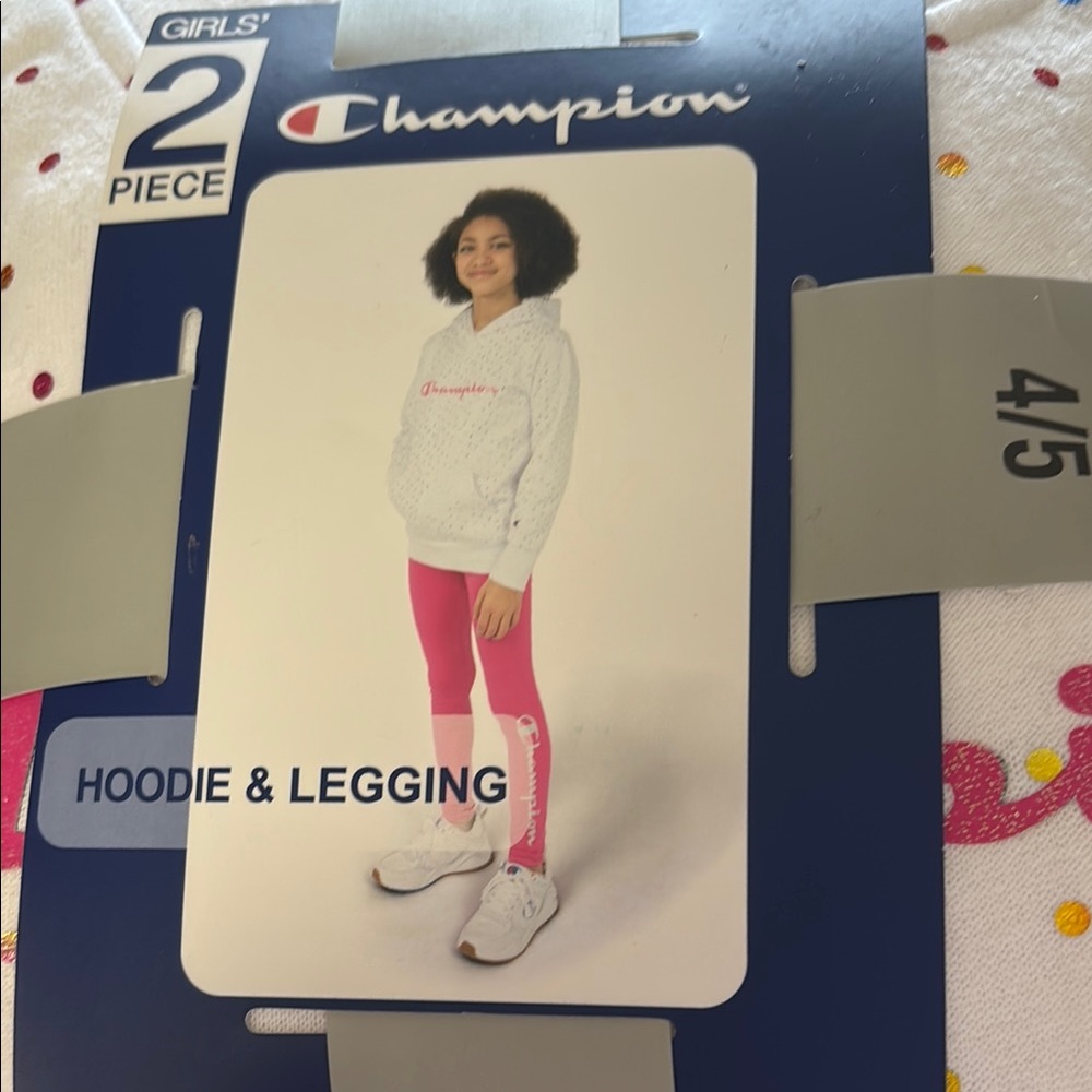 Champion Girls' White Hoodie and Pink Legging Set